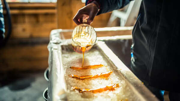 A bottle of syrup.